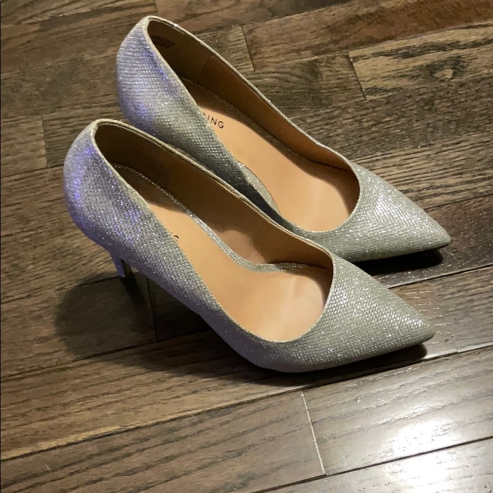 Silver sparkle heels